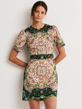 NWT Boden Cotton Mini Shift Dress Paisley Size 8P